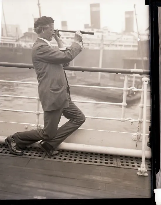 Framed Print : Auguste Piccard Scans Horizon from Ship Framed Print : Auguste Piccard Scans Horizon from Ship