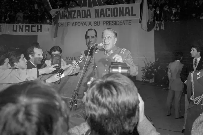 Framed Print : Augusto Pinochet Addressing Rally