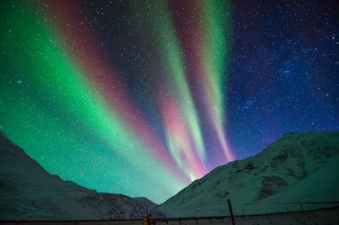 Framed Print : Aurora above Alaskan Mountains