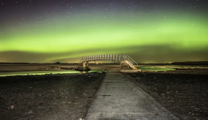 Framed Print : Aurora borealis Belhaven Bridge Framed Print : Aurora borealis Belhaven Bridge