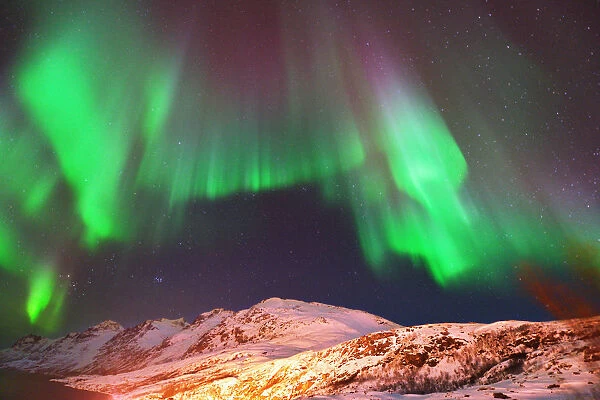 Aurora Borealis Over Ersfjorden, Tromso, Northern Norway