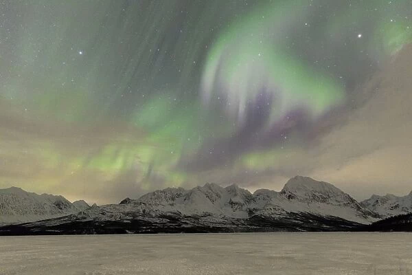 Aurora Borealis on Jaegervatnet, Lyngen Alps, Norway