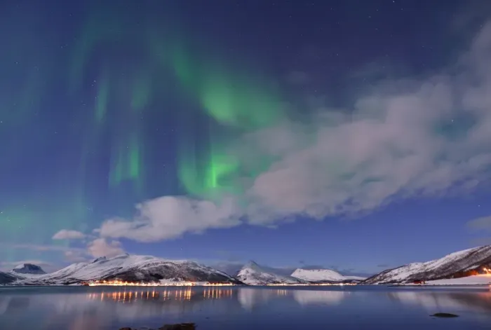 Framed Print : Aurora Borealis under Full Moon in Senja, Norway Framed Print : Aurora Borealis under Full Moon in Senja, Norway