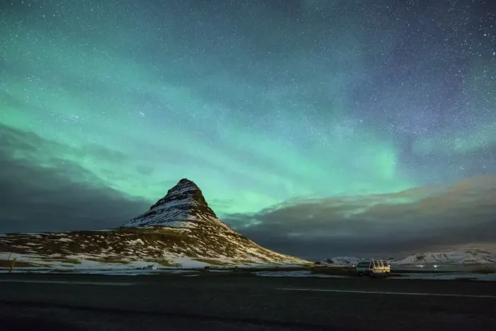 Framed Print : Aurora borealis over Mount Kirkjufell Framed Print : Aurora borealis over Mount Kirkjufell