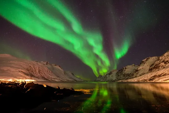 Framed Print : aurora borealis night in Ersfjordbotn Framed Print : aurora borealis night in Ersfjordbotn