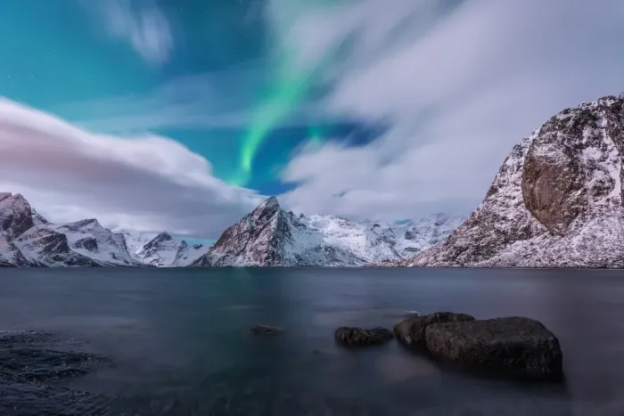 Framed Print : Aurora Borealis over Norwegian Fjord Framed Print : Aurora Borealis over Norwegian Fjord