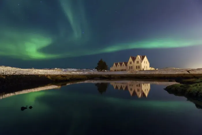 Framed Print : Aurora Borealis over the sky in winter Framed Print : Aurora Borealis over the sky in winter