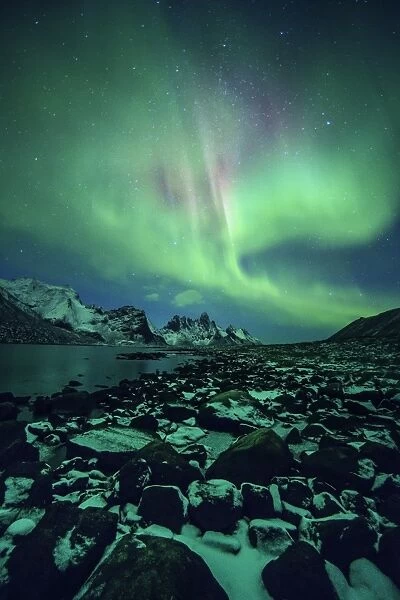 Aurora borealis over Tombstone mountain