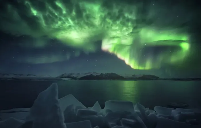 Framed Print : Aurora over Jokulsarlon