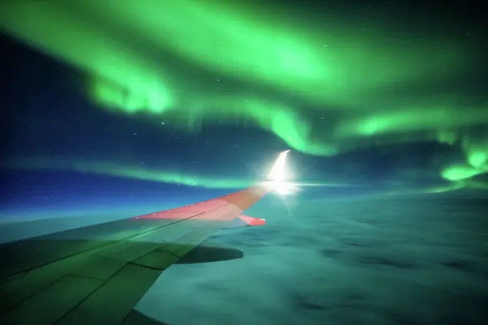 Framed Print : Aurora on Plane Framed Print : Aurora on Plane