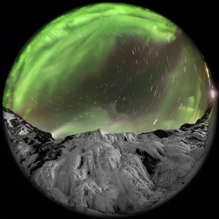 Framed Print : Aurora & rotating sky above Iceland Framed Print : Aurora & rotating sky above Iceland