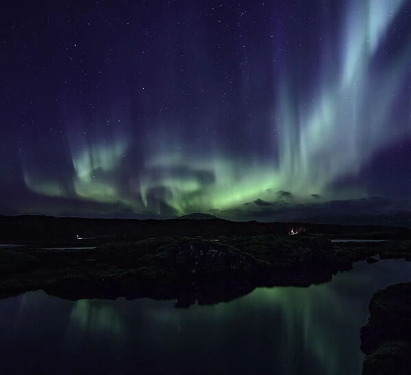 Aurora over the Silfra Rift in Iceland