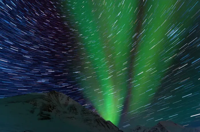 Framed Print : Aurora and star trail