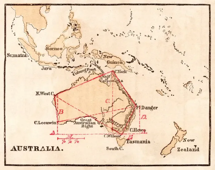 Framed Print : Australia study map 1867