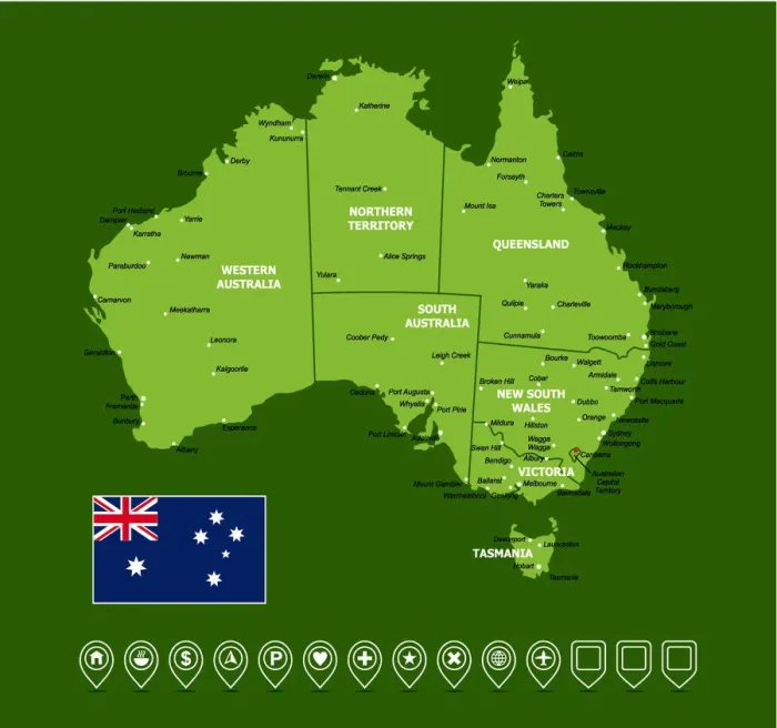 Framed Print : Australia Vector Map Framed Print : Australia Vector Map