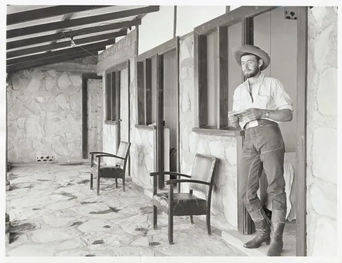 Framed Print : Australian Stockman Posing in Doorway Framed Print : Australian Stockman Posing in Doorway