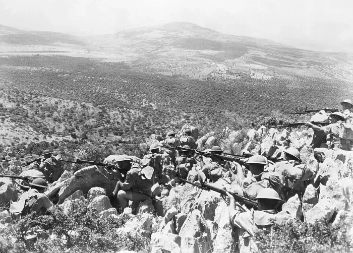 Framed Print : Australian Troops with Guns Under Cover