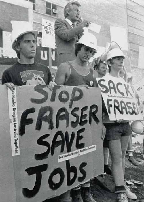 Framed Print : Australian Workers with Protest Signs