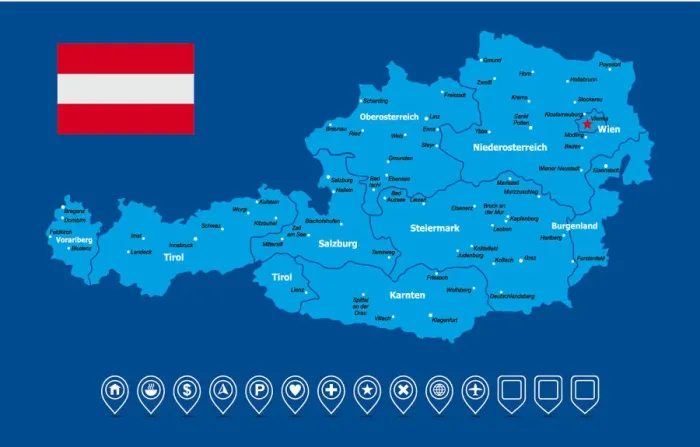 Framed Print : Austria Map Framed Print : Austria Map