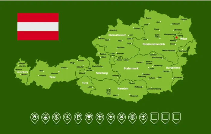 Framed Print : Austria Map Framed Print : Austria Map
