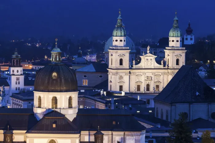 Framed Print : Austria, Salzburg, Churches in old town Framed Print : Austria, Salzburg, Churches in old town