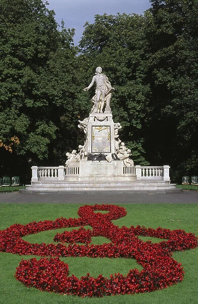 Austria, Vienna, Amedeus Mozart statue in park