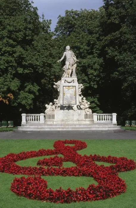 Framed Print : Austria, Vienna, Amedeus Mozart statue in park Framed Print : Austria, Vienna, Amedeus Mozart statue in park
