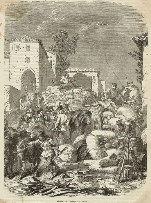 Framed Print : Austrian Troops Occupying a Town Framed Print : Austrian Troops Occupying a Town