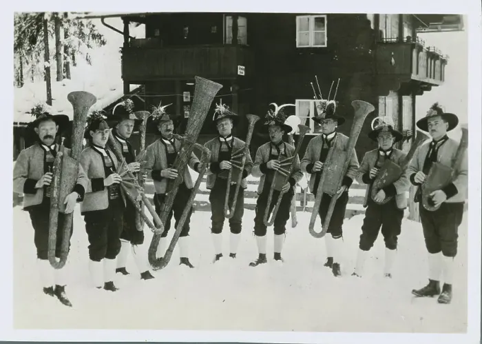 Framed Print : Austrians Outdoors with Wooden Instruments Framed Print : Austrians Outdoors with Wooden Instruments