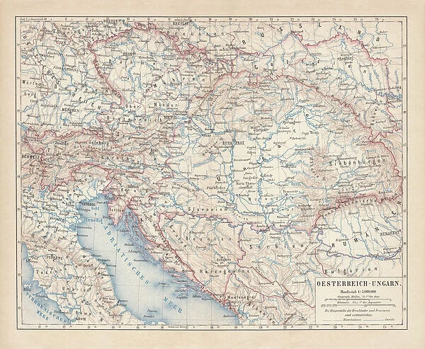 Austro-Hungarian Empire, Habsburg Monarchy, lithograph, published in 1877