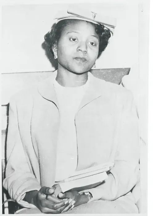 Framed Print : Autherine Lucy Poised with Books in Hand Framed Print : Autherine Lucy Poised with Books in Hand