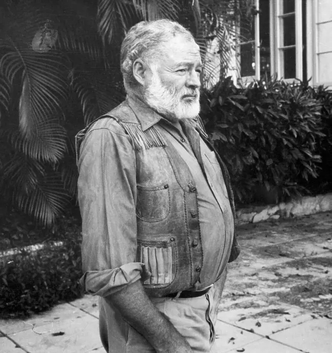 Framed Print : Author Ernest Hemingway in Yard Framed Print : Author Ernest Hemingway in Yard