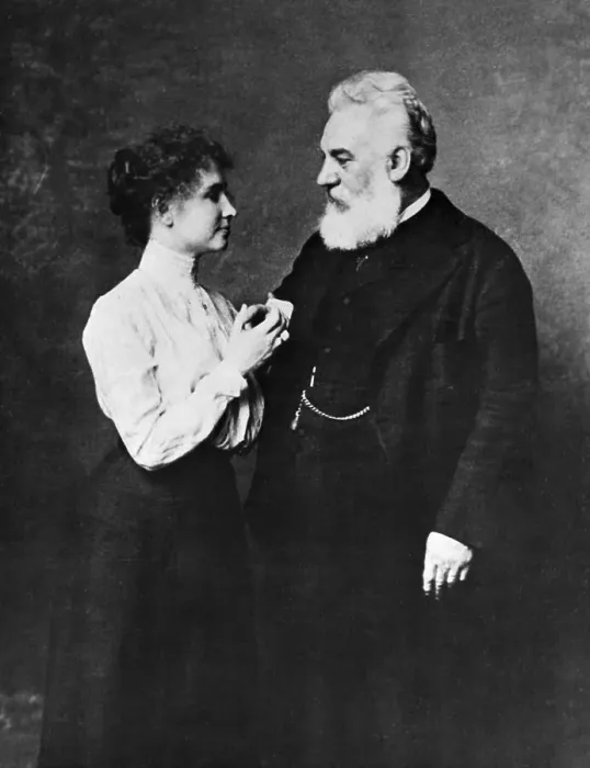 Framed Print : Author Helen Keller and Inventor Alexander Graham Bell