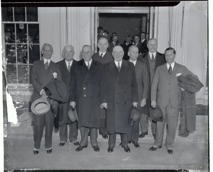 Framed Print : Auto Execs Stand Outside White House Framed Print : Auto Execs Stand Outside White House