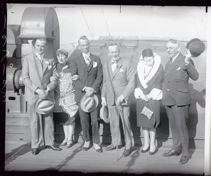 Framed Print : Auto Executives Arriving on Ship