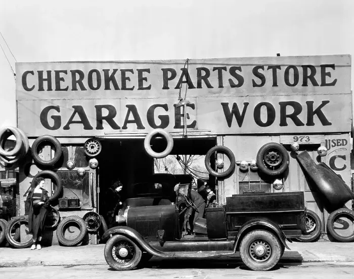 Framed Print : Auto Parts Store and Garage Framed Print : Auto Parts Store and Garage