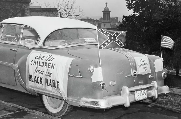 Framed Print : Automobile Decorated with Signs and American Flags Framed Print : Automobile Decorated with Signs and American Flags