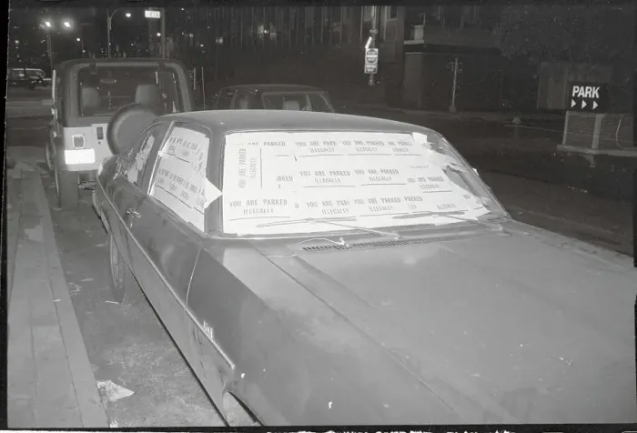 Framed Print : Automobile with Illegally Parked Stickers Framed Print : Automobile with Illegally Parked Stickers
