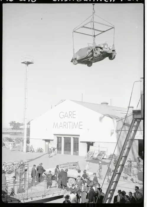 Framed Print : Automobile Being Lifted on Casablanca's Pier Framed Print : Automobile Being Lifted on Casablanca's Pier
