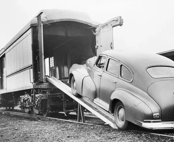 Framed Print : Automobile Being Loaded Onto Train Car Framed Print : Automobile Being Loaded Onto Train Car