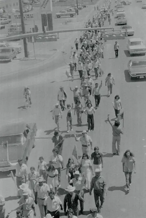 Framed Print : Automobiles and Pedestrians in United Farm Workers March