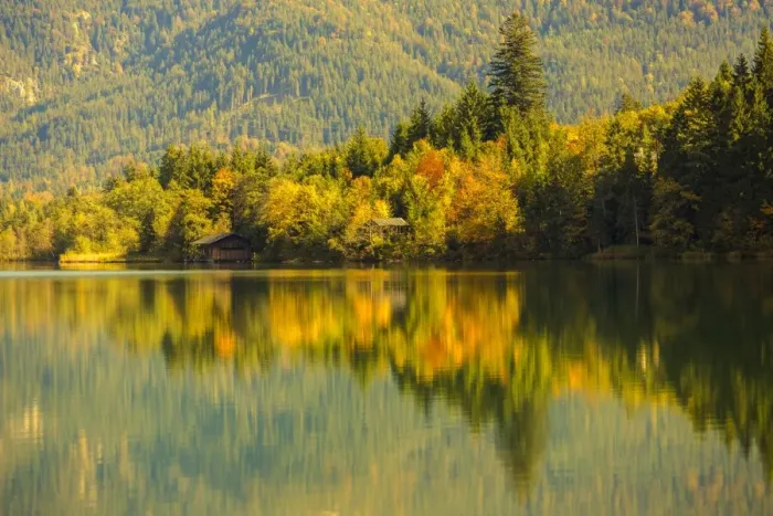 Framed Print : Autumn at Barmsee in Kruen, Upper Bavaria, Bavaria, Germany Framed Print : Autumn at Barmsee in Kruen, Upper Bavaria, Bavaria, Germany