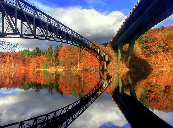 Autumn colours and bridges loch faskally Scotland