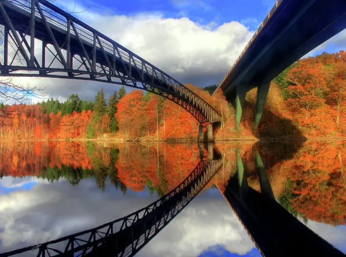 Framed Print : Autumn colours and bridges loch faskally Scotland Framed Print : Autumn colours and bridges loch faskally Scotland