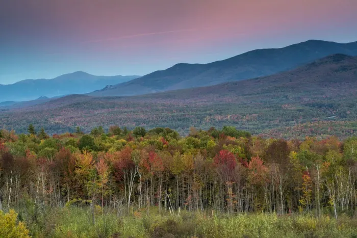 Framed Print : Autumn forest near White Mountains at sunset, New Hampshire, USA Framed Print : Autumn forest near White Mountains at sunset, New Hampshire, USA
