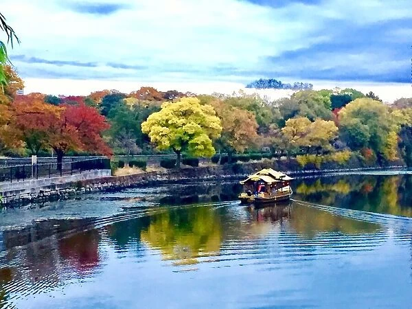 Autumn in Japan: view around Osaka castle, Osaka, Japan