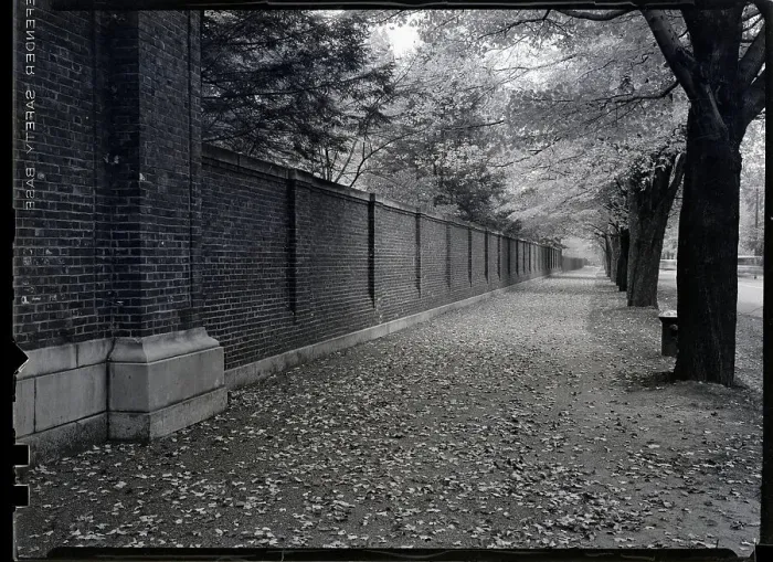 Framed Print : Autumn Scene By A Large Wall Framed Print : Autumn Scene By A Large Wall