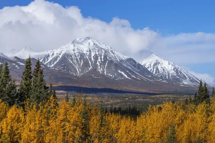 Framed Print : Autumn scenic along the Alaska Highway, Kluane National Park, St. Elias Mountains, Yukon Territory, Canada