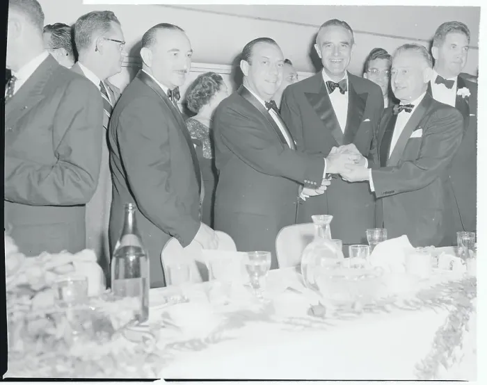 Framed Print : Averell Harriman Shaking Hands With Abe Stark Framed Print : Averell Harriman Shaking Hands With Abe Stark