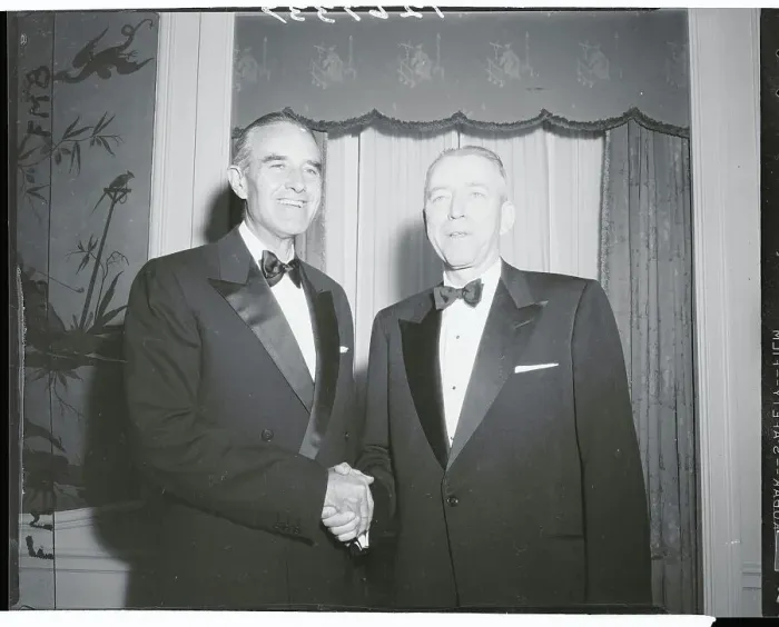 Framed Print : Averill Harriman Shaking Hands With Irving Ives Framed Print : Averill Harriman Shaking Hands With Irving Ives